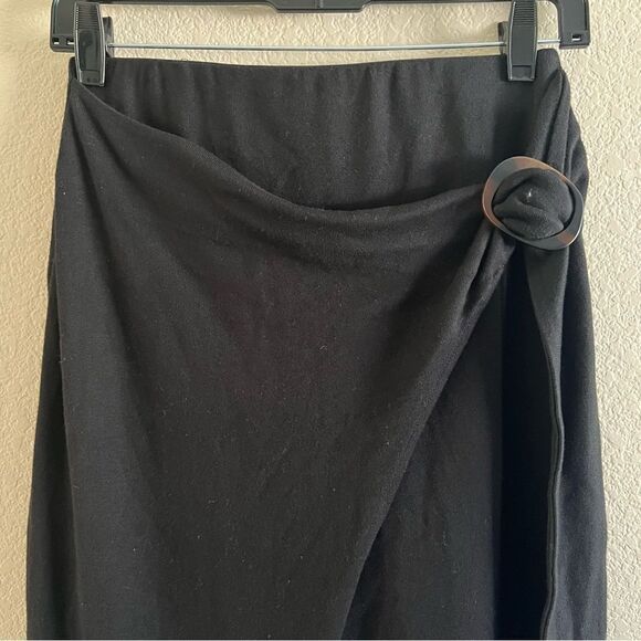 VINCE Black Wrap Cotton Blend Midi Skirt Black XS MSRP $195 NWT - Picture 4 of 8